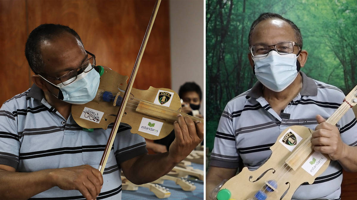 68-Yr-Old Music Teacher In Peru Makes Instruments From Recycled Rubbish For Children To Play￼